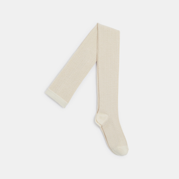 جوارب عالية منسوجة بالغرز، بلون البيج للفتيات